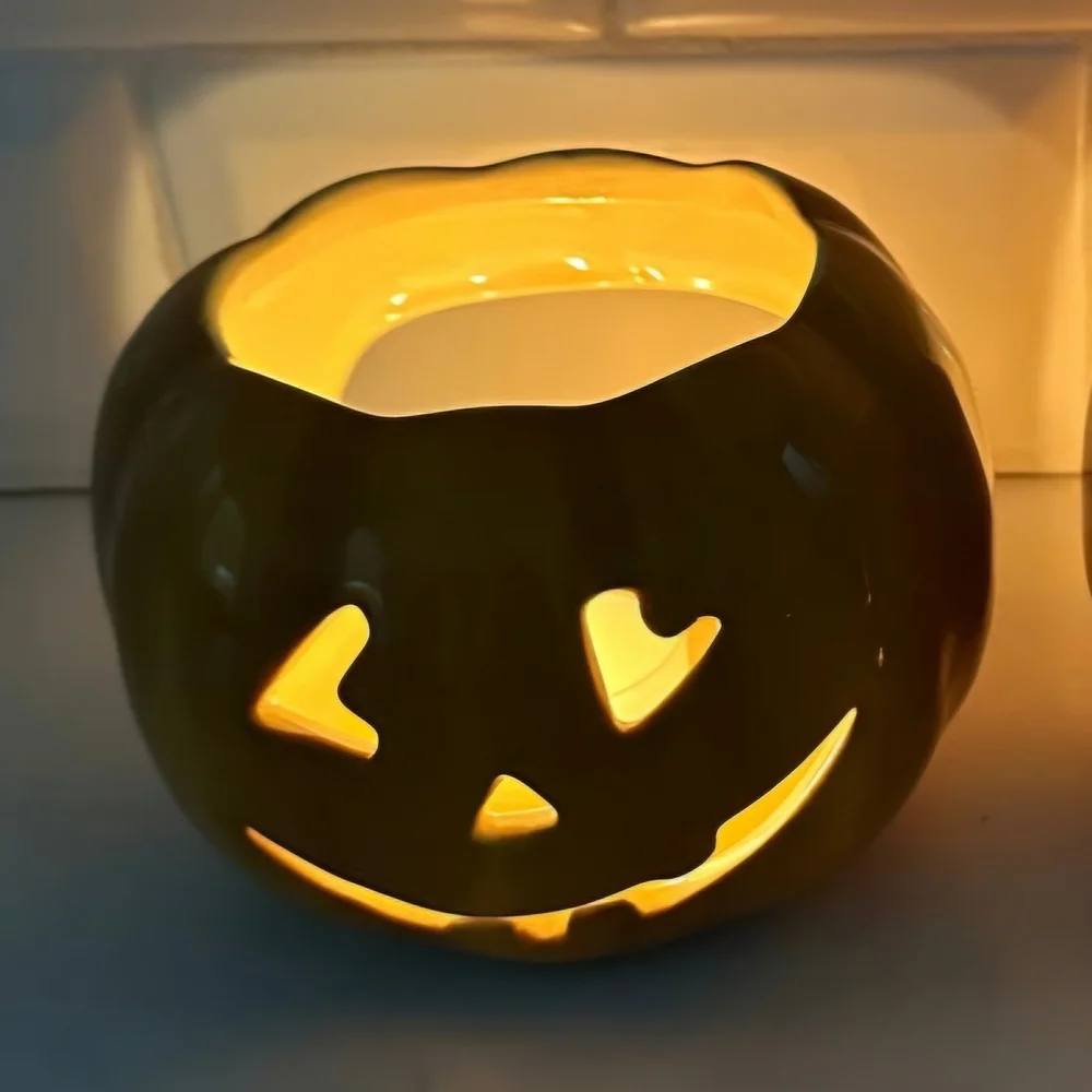 Williams Sonoma Orange Pumpkin Candle Holder